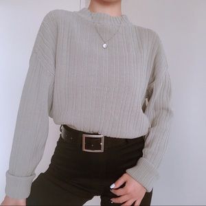Khaki Ribbed Knit Sweater 🧶